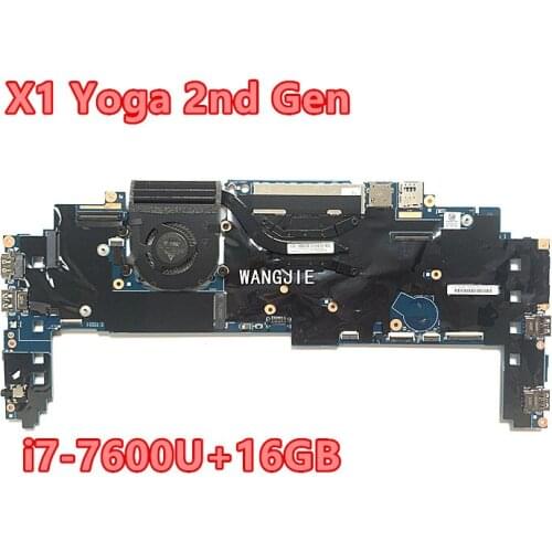 100% working Laptop Lenovo ThinkPad X1 Yoga 2nd Gen I7-7600U 16GB Motherboard FRU 01AX856 01LV173 5B20V13746