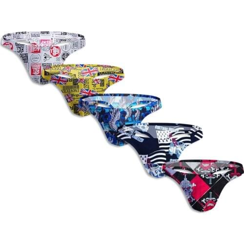 5 PCS/LOT Brand Sexy Gay Jockstrap Men Underwear Modal Low Waist Underpants Breathable Quick Dry Men Thong G-String High Quality