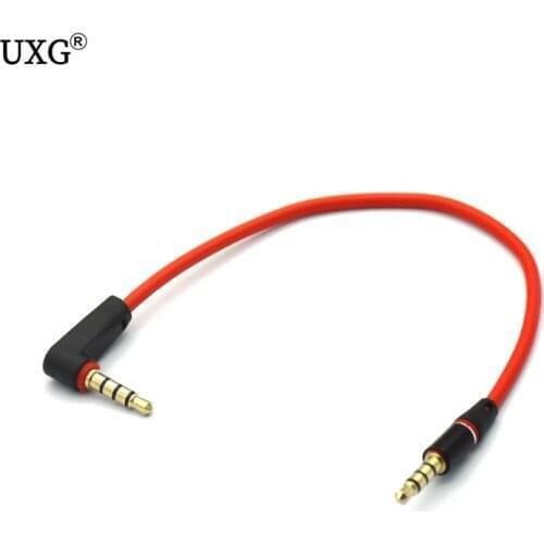 90 Degree Angled Short 4 pole 3.5mm to 3.5mm Audio Cable Plug jack 3.5 male to male Car Sound Wire headphone for phones 20/120cm