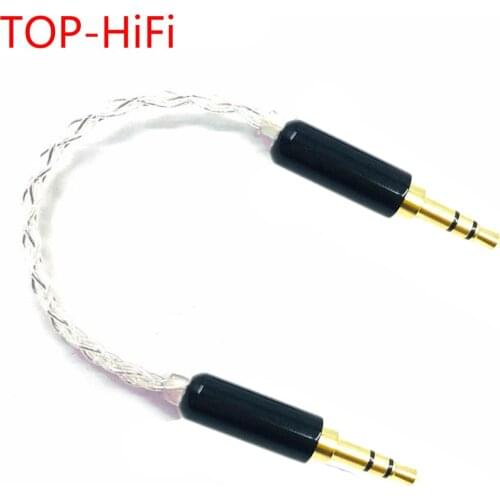 TOP-HiFi 10cm Silver Plated 3.5mm Male to 3.5mm Male Stereo Audio 3.5mm Male to Male Audio Cable Car AUX Wire Jump Cable