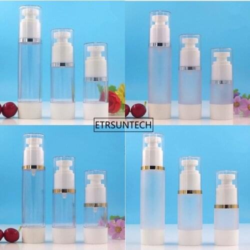 100pcs 15ml 30ml 50ml White Airless Bottle Cosmetic Lotion Cream Pump Small Travel Skin Care Cream Container F3481