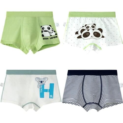 Cartoon Animal Panda Boys Boxer Underwear Kids Green Quality Cotton Panties Kid Clothes 5 6 7 8 9 10 11 12 13 14 Years OBU203056
