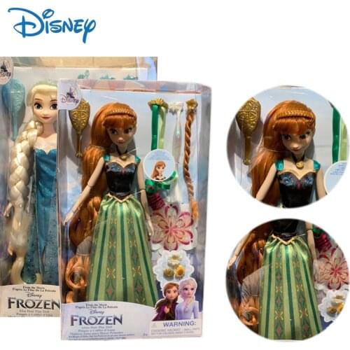 Disney Genuine Frozen Princess Elsa Anna Anime Dress Up Figures Kawaii Action Figure Dressing Dolls Set Girls Gifts Kids Toys
