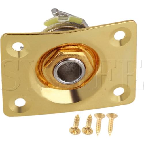 Gold Metal Dented Output Plate w/ Jack for Guitar
