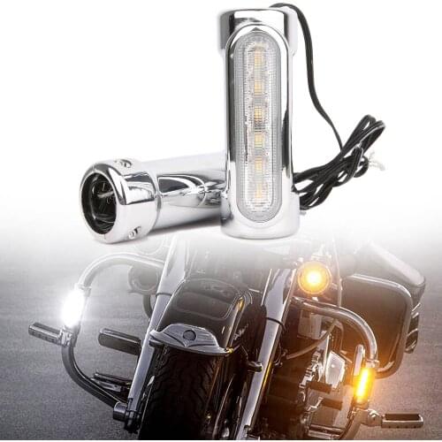 Chrome Motorcycle Highway Bar Switchback Driving Light White Amber LED for Crash Bars FOR Harley Bike Touring Bikes