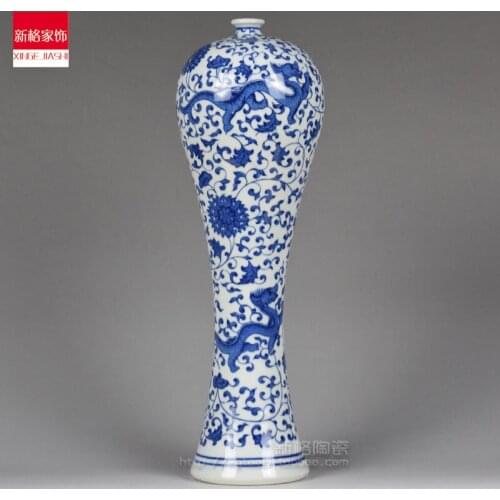 Jingdezhen shipping special ceramics with blue and white dragon beauty bottle of Chinese antique Ming and Qing furniture and orn