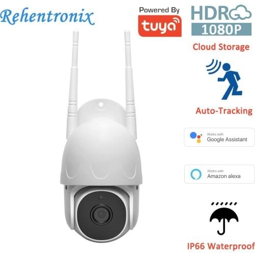 Full HD Auto Tracking Alexa Google Security Camera PTZ Tuya Outdoor IP66 Night Vision 30M Distance Two Way Audio 1080P Camera