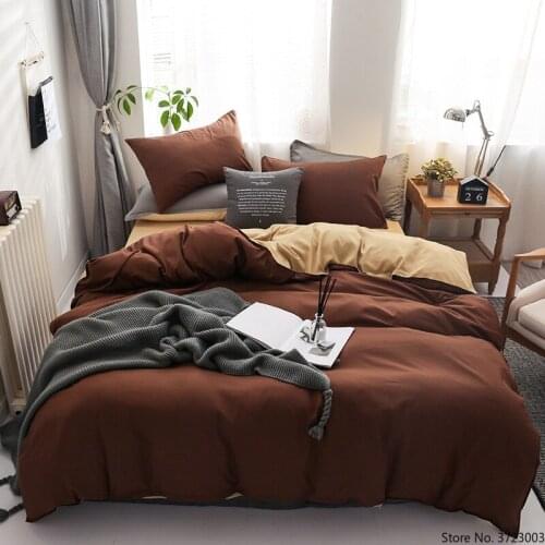 Nordic Style Simple Solid Color Bed Linens Fashion Bedding Sets Family Duvet Cover Set Quilt Cover Double Sided Queen King Size