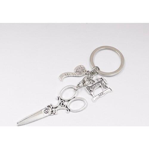 Fashion Jewelry Sewing Machine Keychain, Seamstress Key Chain, Quilters Keychain Silver Dress Elegant Diy Handmade