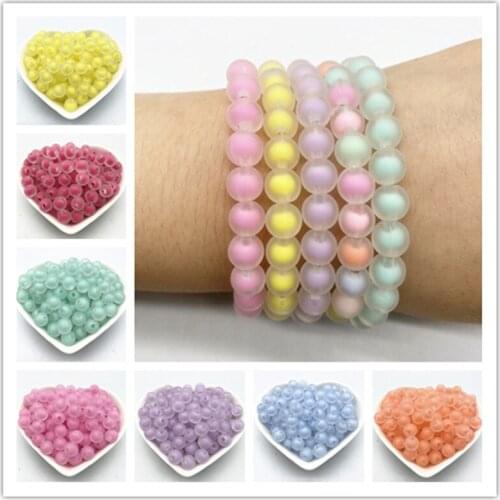New 8mm Color Acrylic Beads In Beads Homemade Necklace Jewelry Handmade DIY Woven Bracelet Beaded Hairpin Earrings Material