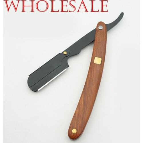 Wholesale Classic mens manual razors rosewood handle Portable face razor barber Hair cut razor change blade type shaving 10pcs