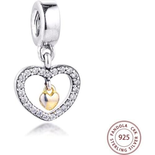 Authentic 925 Sterling Silver Forever In My Heart Dangle Charms Fits Original Bracelet Beads DIY Jewelry Making Berloques