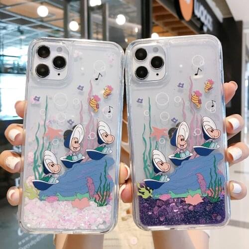 Conch Shell Glitter Shockproof Phone Cases for iPhone 11 Pro Xs Max 7 8 Plus Xr X SE 2020 12Mini Dynamic Liquid Quicksand Cover