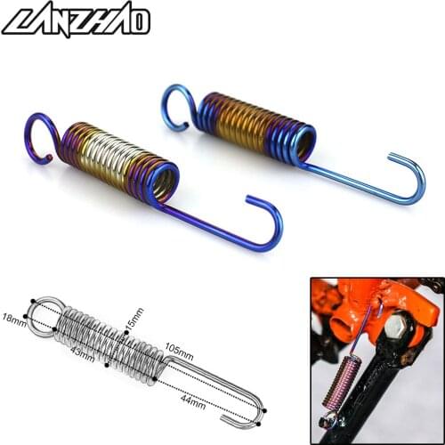 105mm Motorcycle Bluing Stainless Steel One Hook Side Stand Parking Return Springs for Harley Kawasaki Yamaha Piaggio Honda