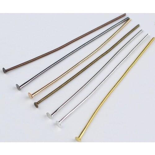 200pcs/lot 20 25 30 40 50 60 70 mm Flat Head Pins Gold/Silver/Rhodium/Bronze Headpins For DIY Jewelry Making Findings Supplies