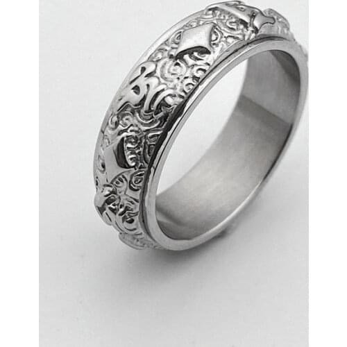 Exquisite Retro Titanium Steel Rotatable Rings for Women Men Charm Jewelry (R010)