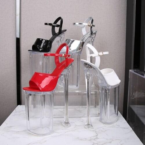Mclubgirl High Night Club Super High Heel Shoes 26cm Model Car Sandals Womens Dwarf Show Steel Pipe Dance Shoes LFD