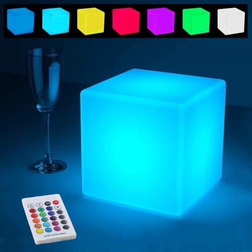 Creative Square LED Night Light Desktop Cube Decorative Lamp USB Rechargeable Remote Control RGB Christmas Gift Party Colorful