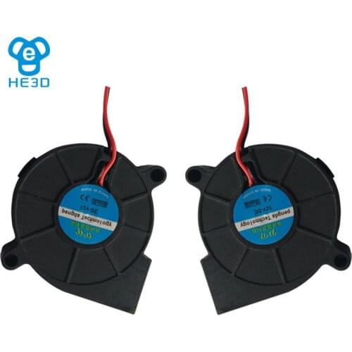 2Pcs HE3D K200 EI3 K280 DC 12V/24V turbo blower cooling fan 5015 50X50X15mm for DIY 3D printer part , better printing