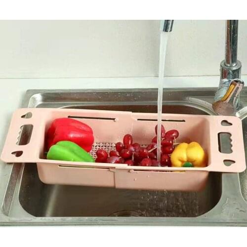 Retractable Sink Drain Basket Dish Drainer Sink Filter Water Basket Vegetable Fruit Drying Rack Adjustable Kitchen Accessories