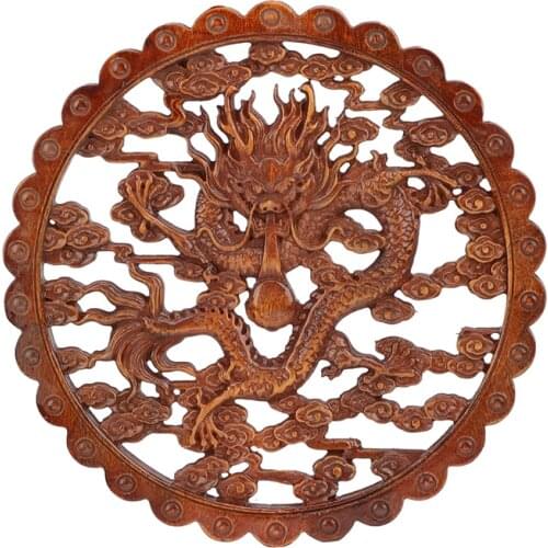 VZLX Wood Carved Dragon Applique Frame Corner Onlay Unpainted Furniture Home Door Decor Decoration Accessories Modern Maison