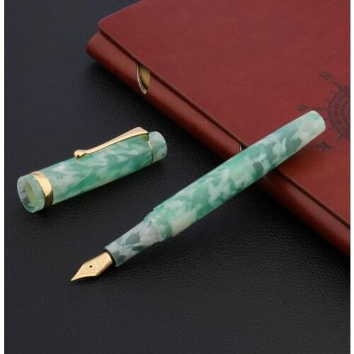 1pc Jade green Acrylic gift pen fashion Twist With Golden Clip gift Nib Fountain Pen
