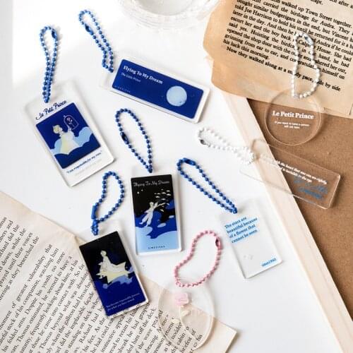 1pcs Transparent Acrylic Pendant Ins Personality Cute Little Prince Keychain Cartoon Decoration Journal BookMark School Supplies