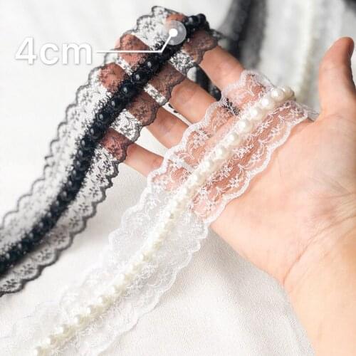 1Yards Black White Guipure Dry Lace Fabric 2020 High Quality Lace Beaded Fabric Sequins Laces Beaded Trim Voile Lace Ribbon VG4