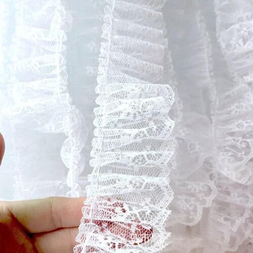 2 meters Flower Embroidery Lace Hollow Wrinkle Ribbon DIY Toy Doll Dress Trim Curtain Stage Clothing Decoration Accessories