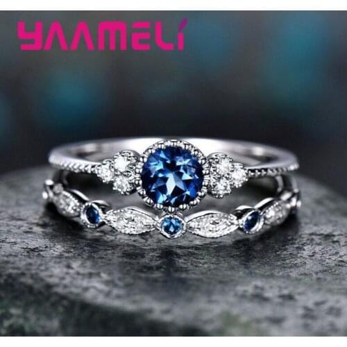 2PCS 925 Sterling Silver Knuckle Rings for Women Engagement Wedding Luxury CZ Stone Lovers Finger Ring Gifts Anniversary