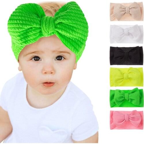 2021 Baby Girl Headband Infant Hair Accessories Neon Color Bows Newborn Headwear Bowknot Headwrap Gift Toddlers Bandage Ribbon