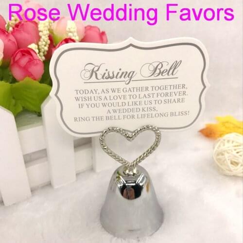 30pcs/lot)FREE SHIPPING+Kissing Bell Silver/Gold Bell Place Card Holder/Photo Holder Wedding Table Decoration Favors