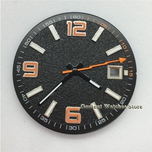 31.5mm Sterile Black Watch Dial With Hands fit Miyota 8215 821A，DG2813 3804 Automatic Movement
