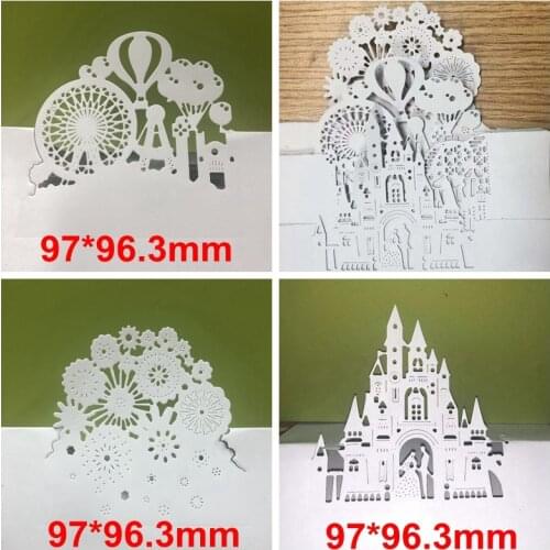 4 Scenes Of Amusement Park Metal Cutting Dies Stencils 4 Scenes Amusement Park Die Cut For Card Making New2019 Crafts Cards