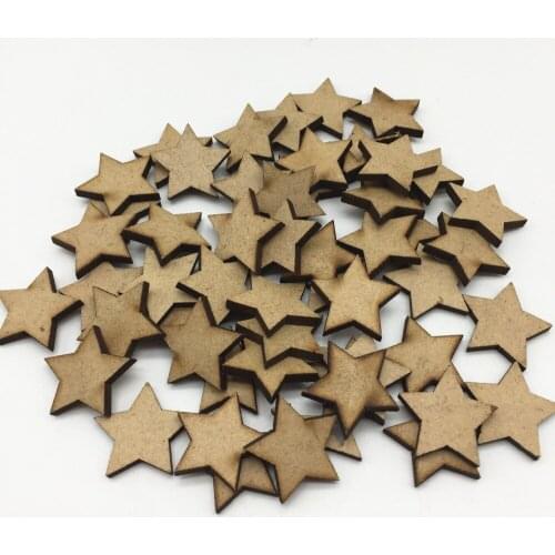 50pcs 20X20mm MDF Star DIY Christmas Crafts Chips Toppers Embellishments For Cardmaking Scrapbooking Tags Decoration