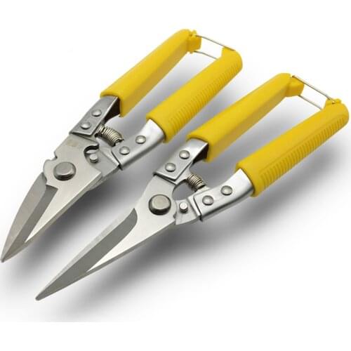 8 Inch Scissors Cutter Industrial Multi-function SK5 Alloy Steel Manual Metal Scissors Straight Curved Blade Keel Scissors Tools