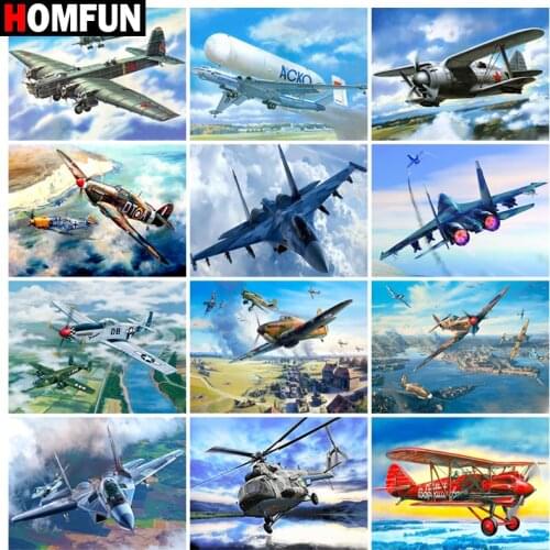 HOMFUN Diamond Embroidery "Sky airplane cloud" Pattern DIY 5D Diamond Painting Needlework Cross Stitch Full Drill Painting