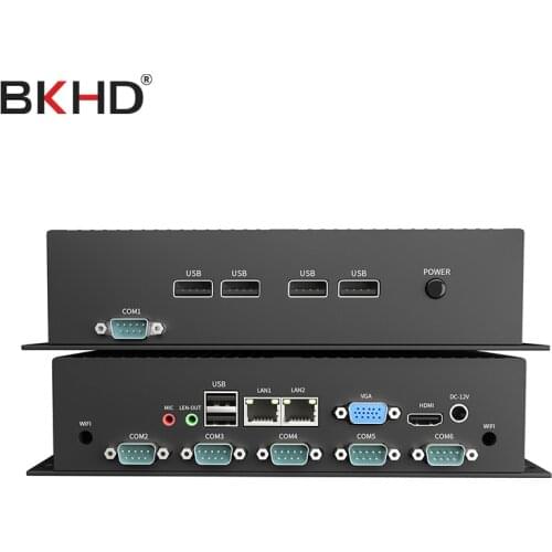 BKHD Fanless Mini PC Core i3 3217U i5 3317U Windows 10 Rugged ITX Case Industrial Computer 2 LAN HDMI 6 COM RS232 Embedded J1900