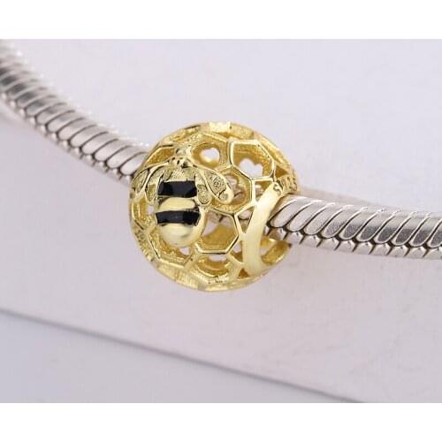 925 Sterling Silver Little Bee Pendant Fashion Little Butterfly Starry Sky Beaded Charm Bracelet DIY Jewelry For Pandora