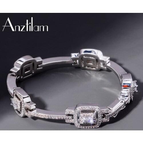 Hip Hop Paved Setting AAA+ Cubic Zircon Stone French Loaf Bracelet For Men Bling Hand Chain Bracelets For Women Rapper Free Ship