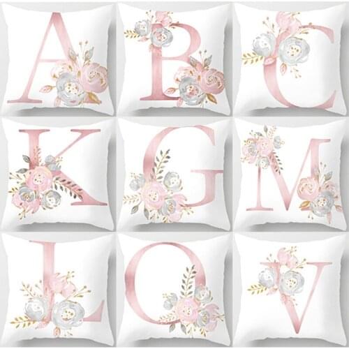 Pink Letters Cushion Cover 45*45cm Floral Pillowcase Home Sofa Living room Decoration Throw Cushion Pillow Covers Cushions