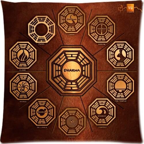 Custom Lost Dharma Two Side Printing Cotton Linen Pillow Case 17.7"X17.7"(45 X 45CM)