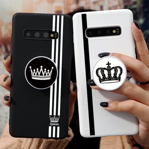 King Queen Couple Stand Holder Cases For Samsung Galaxy A71 A70 A60 A51 A50 A30 A10 A9 A8 A7 A6 J7 Prime J4 J6 Plus J8 2018 Caso