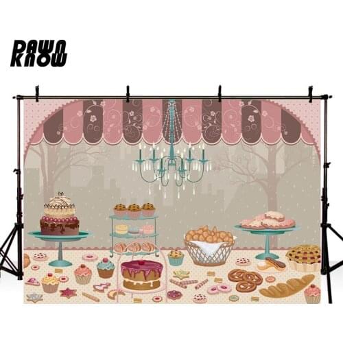 DAWNKNOW Dessert House Photography Background Cartoon Cake Birthday Party Photocall Photo Shoot Backdrop Children lv1246