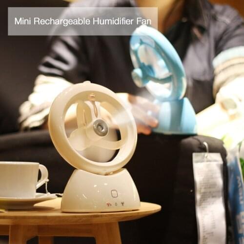 Home Mini Portable 2 in 1 Electronic Desktop USB Rechargeable Air Humidifier Cooling Spray Fan