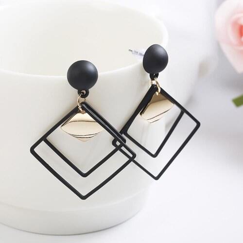 Double layer Pendant Hanging Earring For Women Bohemia Trendy Geometric Square Acrylic Drop Dangle Earrings Wedding Jewelry