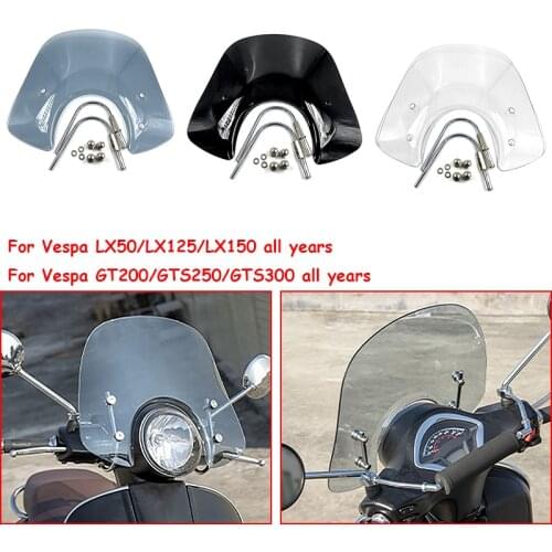 Motorcycle Front Acrylic Screen Windshield Windscreen Wind Deflector Cover For Piaggio Vespa LX50 LX125 LX150 GT200 GTS250 300