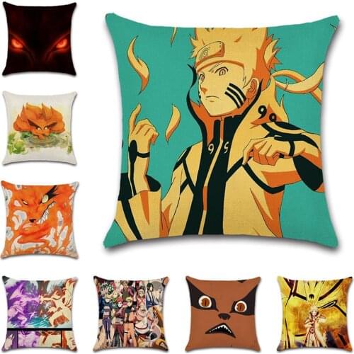 Cartoon Ninja Print Linen Beige Cushion Cover Pillow Case Decoration for Home Living Room Sofa Chair Friend Gift
