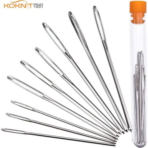 9pcs Large Eye Needles Stainless Steel Wool Sewing Embroidery Tapestry 5.2-7 cm Cross Darning Stitchery Needles DIY Crafts Tools