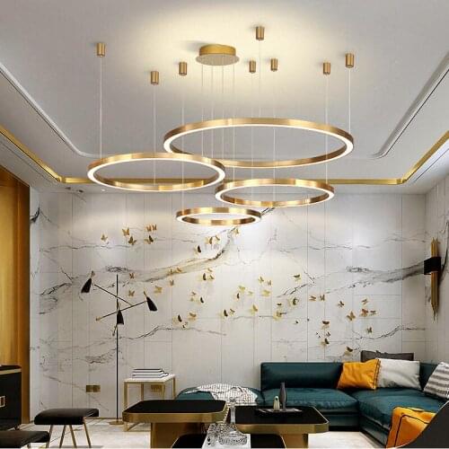 Combination Chandelier LED living room chandelier office building lobby ring chandelier Nordic acrylic office chandelier